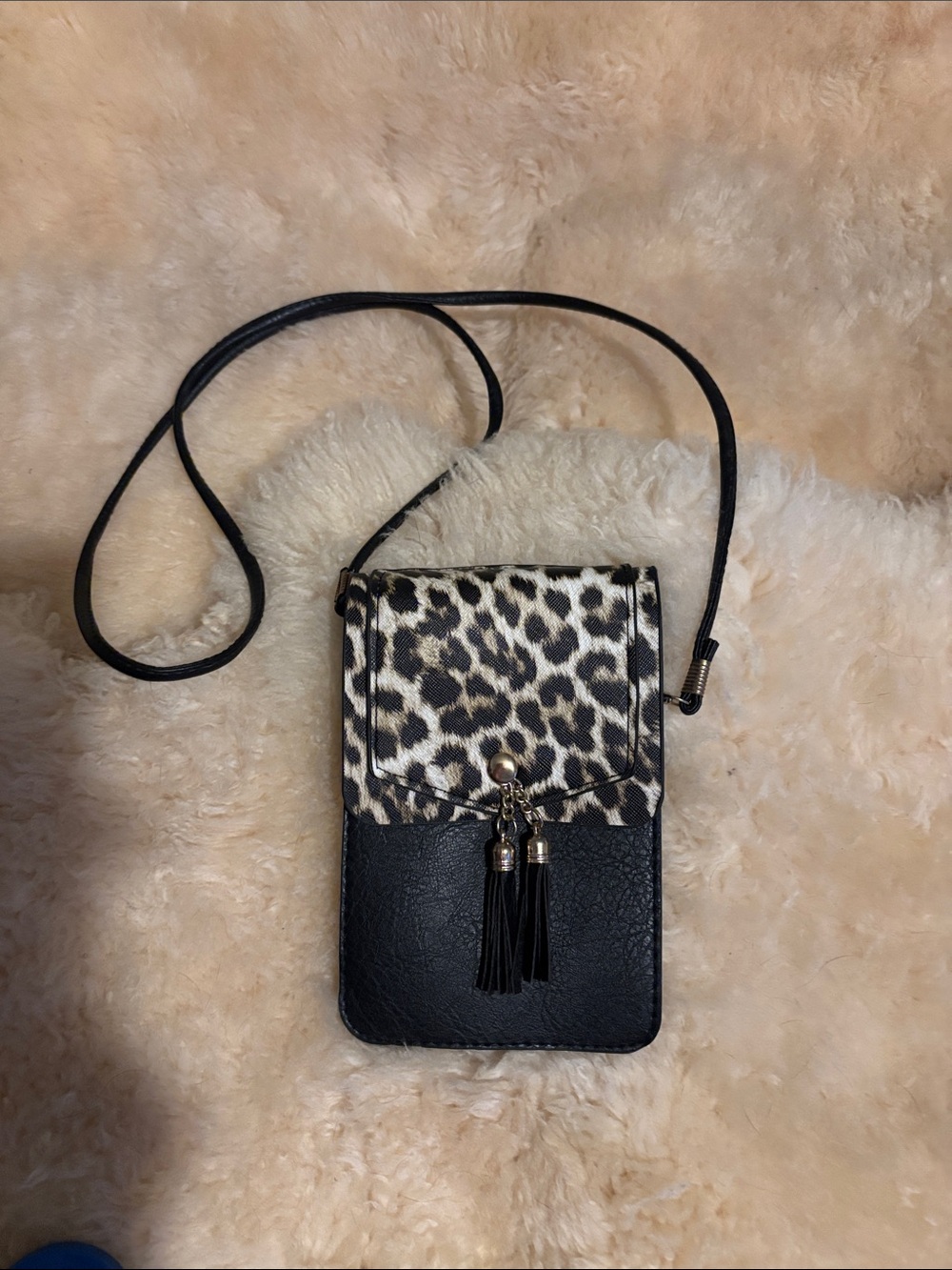 Mango Black Faux Leather Mini Crossbody Wallet with Gold Hardware